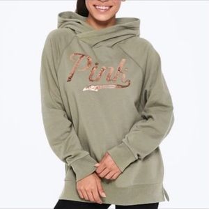 VS PINK Olive Hoodie with Sequins